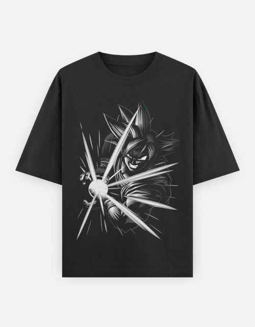 Black t-shirt with a graphic design of a tiger and sword on a white background