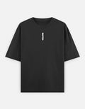 Black unisex t-shirt with vertical white INJIZED text on chest, short sleeves, plain front