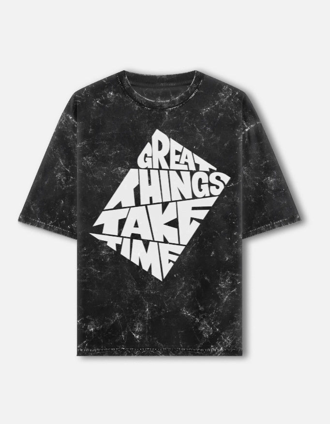 Great Things Take Time Acid Wash Tee - Tinyfox