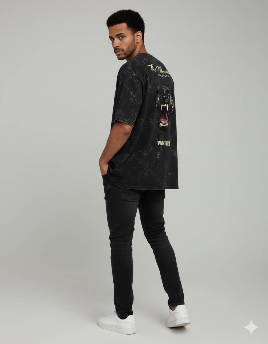 Panther Acid Wash Oversized Tee | The Movement — Instinct | Black