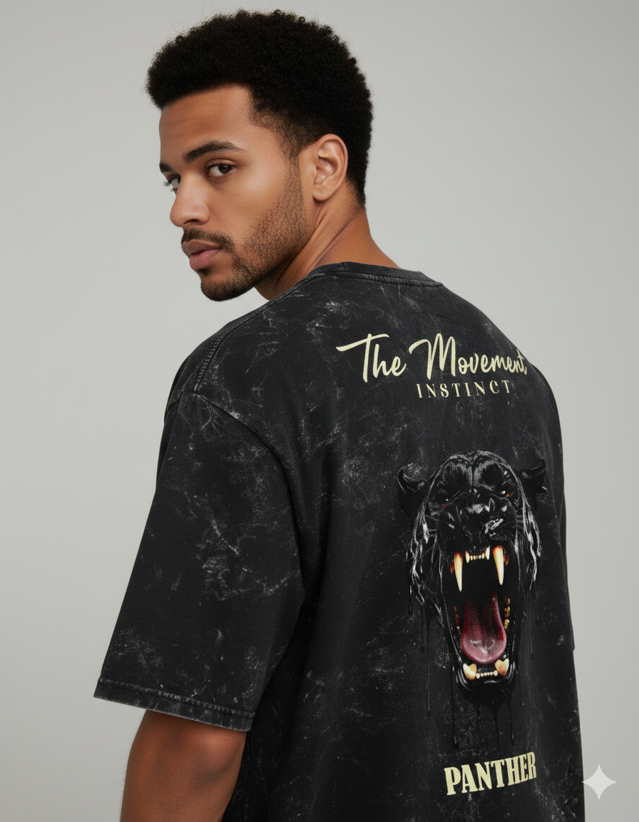 Panther Acid Wash Oversized Tee | The Movement — Instinct | Black